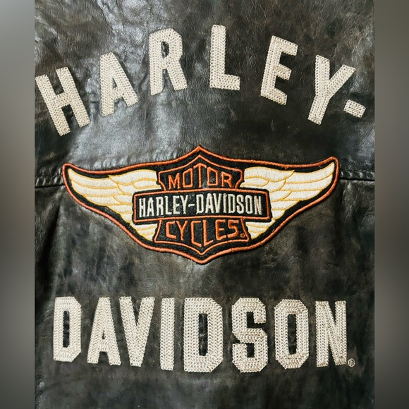 Woman’s Harley Davidson Distressed Leather Riding Jacket - Picture 6 of 10